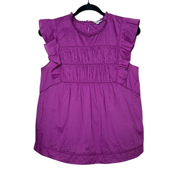 Rails Filomena Ruffle Smocked Sleeveless Top In Berry Size Small - Picture 4 of 10